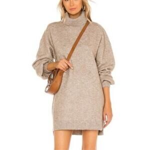 Show Me Your Mumu Chester Women’s Oatmeal Brown Knit Turtleneck Sweater Dress S
